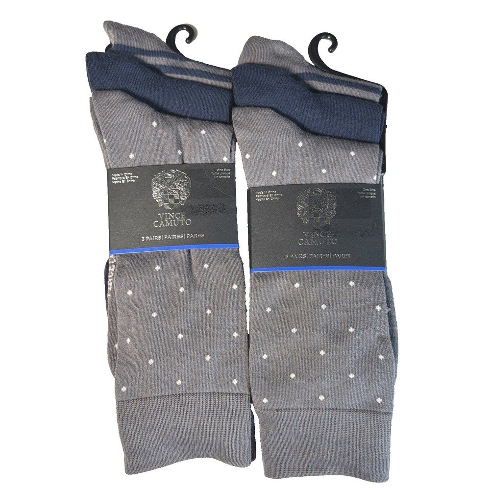 VINCE CAMUTO Men's Dress Socks 3 Pack‎ Gray & Navy Blue "One Size"  2 Packs